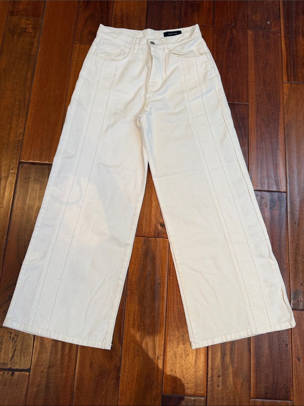 Massimo Dutti White Wide Leg Jeans Size 6 Front Seam High Rise